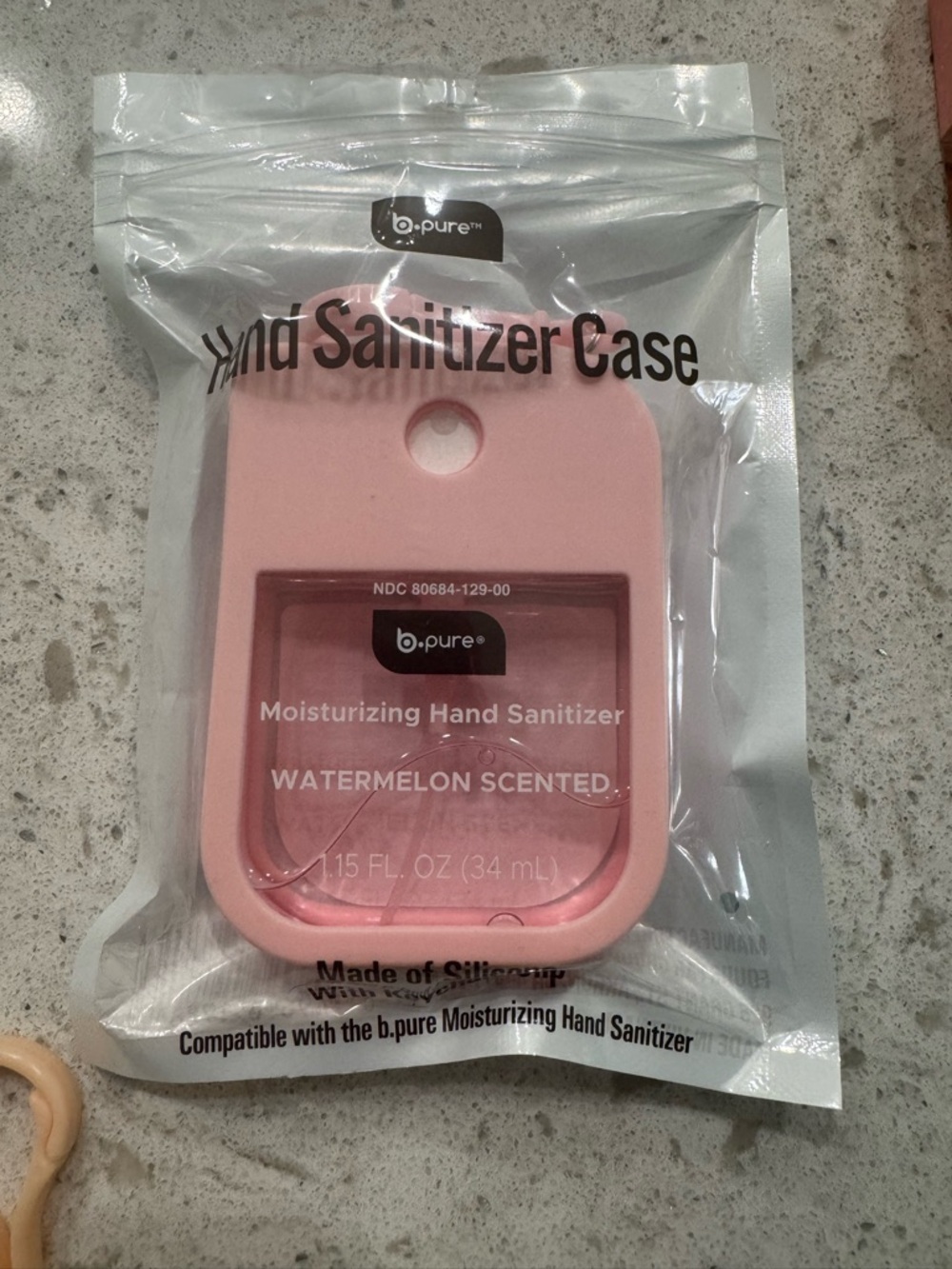 Watermelon Hand Sanitizer w/ Pink Silicone Case Keychain – Travel Size - Picture 3 of 4